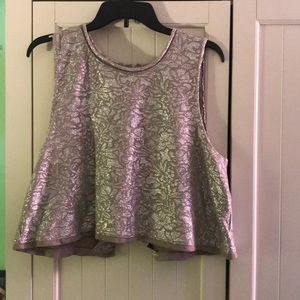 Free people silver and gray button close top